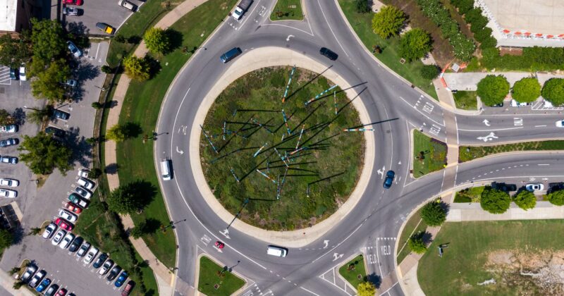 vehicles passing on a roundabout